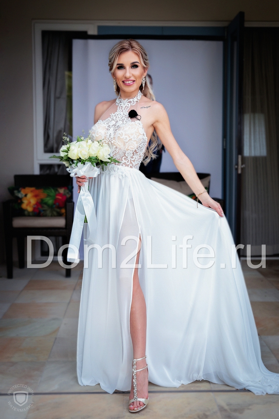 Роза мечтала о лёгком шифоновом свадебном платье&nbsp; ​Фото: Dom2Life.ru 