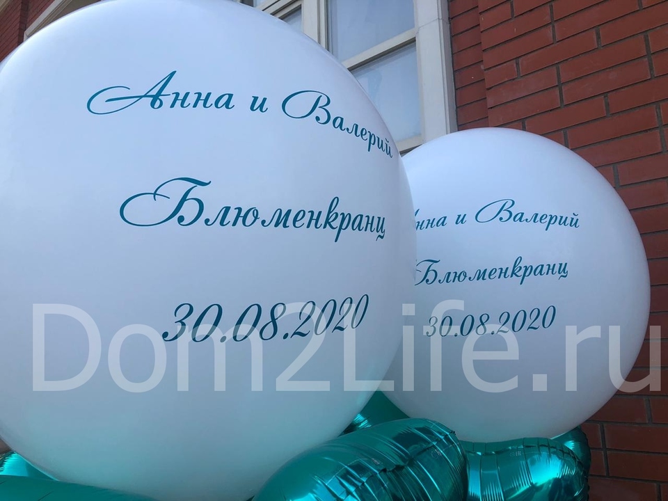 Вход в ресторан украшен шарами с именами молодожёнов и датой их свадьбы ​Фото: Dom2LIfe.ru 
